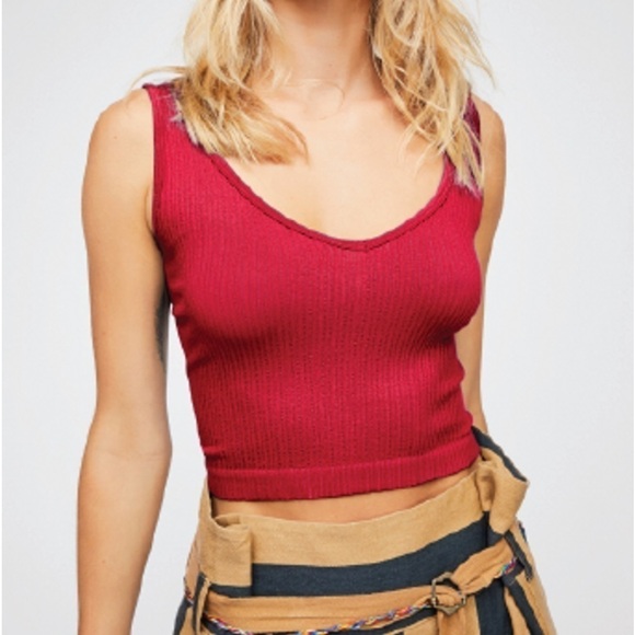 Free People Solid Rib Brami Cherry Size XS/Small - Picture 1 of 6